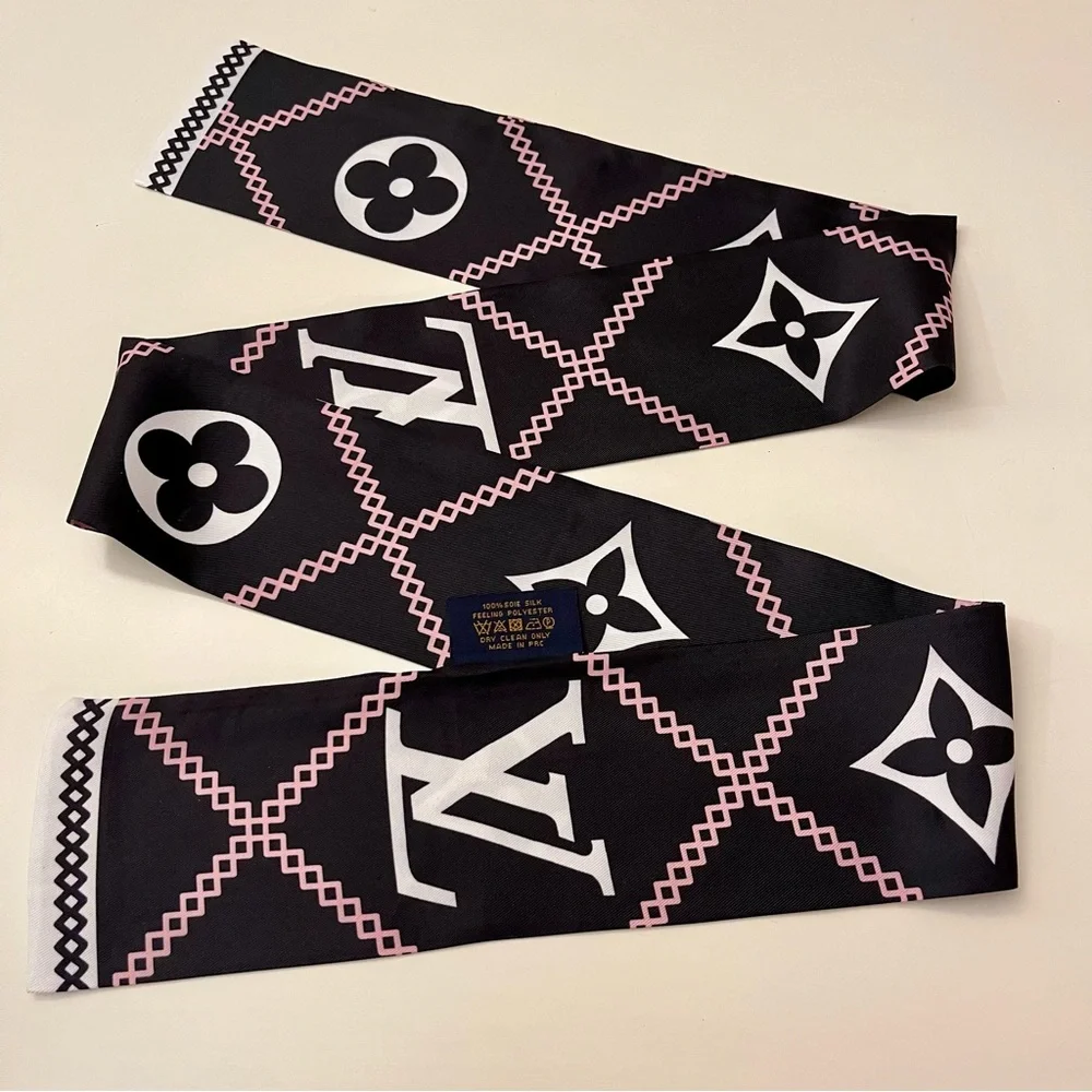 New Elegant Silk Geometric Floral Skinny Scarf Twilly
